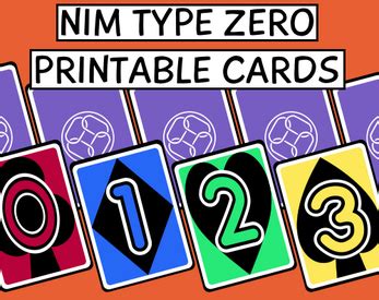 Printable Nim Type Zero Cards .